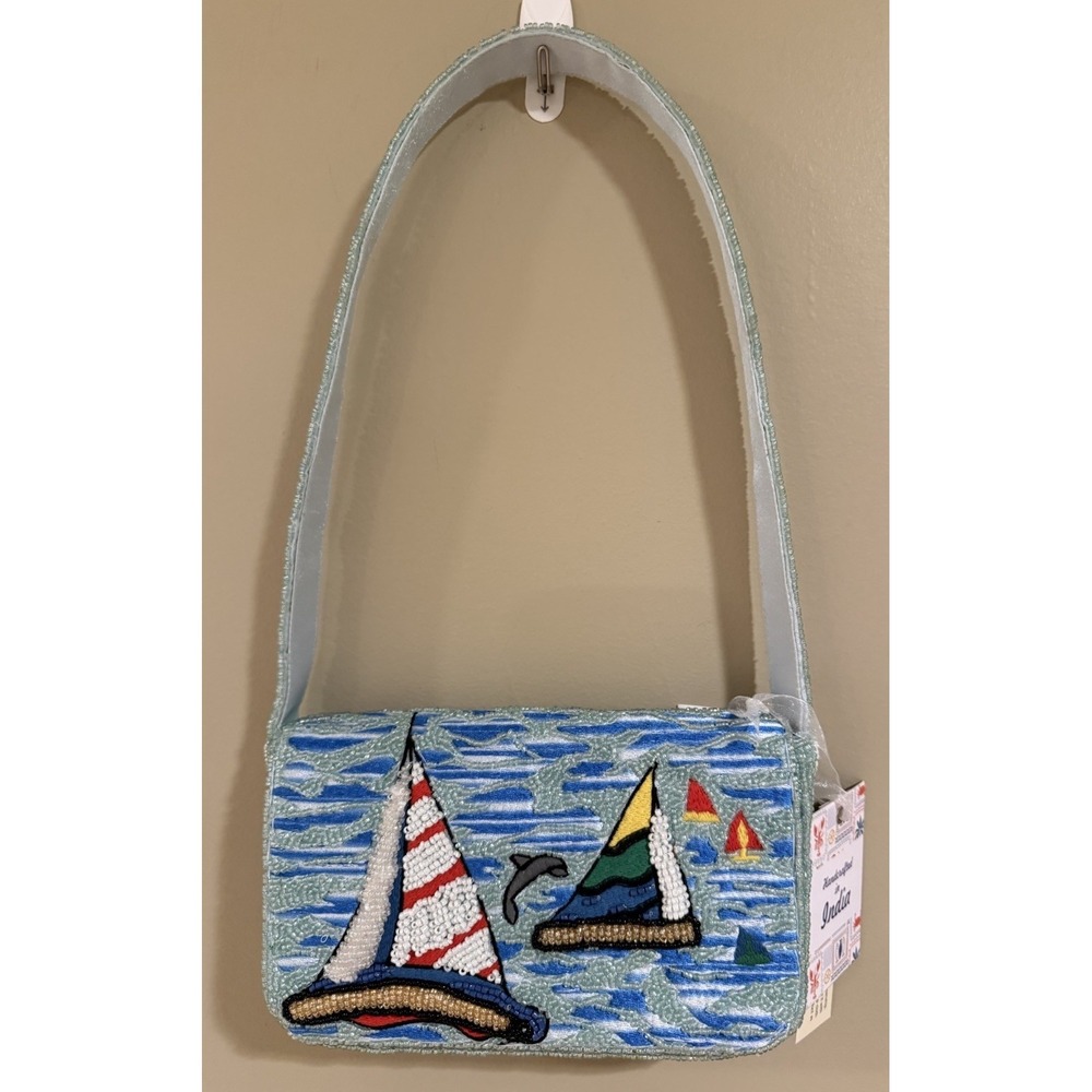 New Release Viral TikTok Beaded Sailboat Handbag Purse Handcrafted in India NWT